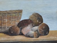 Funghi con cesta  Olio su MDF - 30 x 40